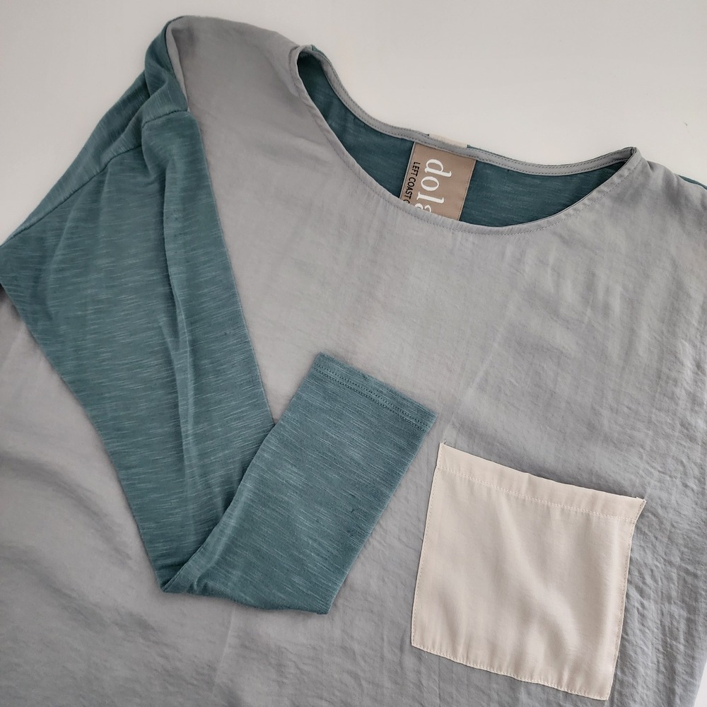 Dolan Left Coast Collection Colorblock Long Sleeve Pocket Top Women's XS